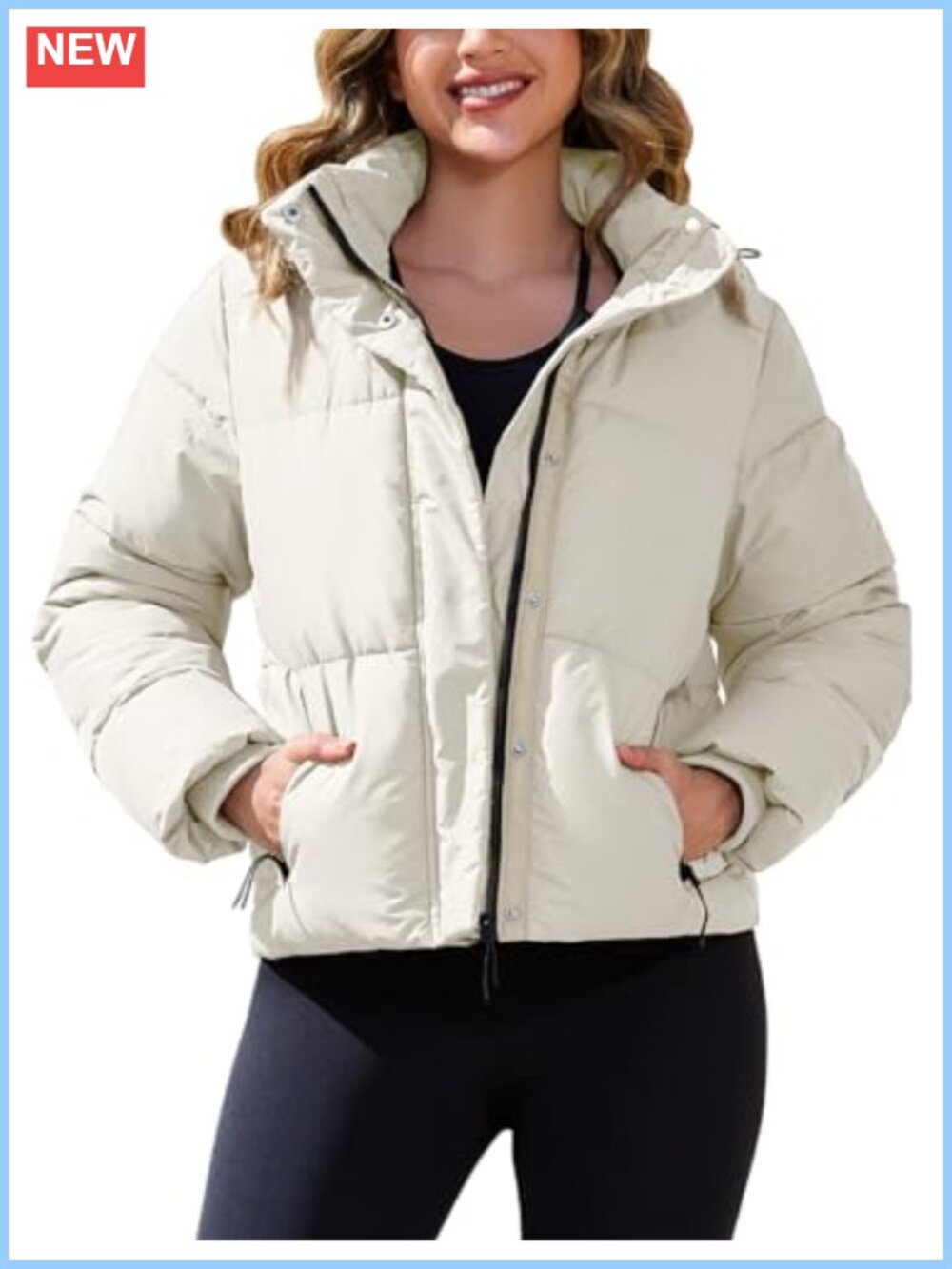 Women's Quilted Puffer Jacket Full Zip Winter Coat Stand Collar Loose Fit